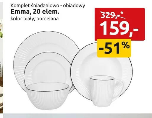 Komplet śniadaniowo-obiadowy Emma 20 elem. kolor biały porcelana promocja w Black Red White