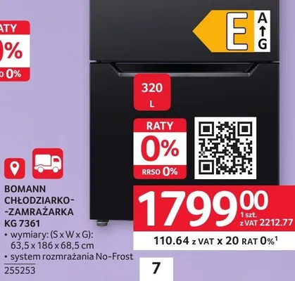 Chłodziarko-zamrażarka KG 7361 BOMANN promocja w Selgros