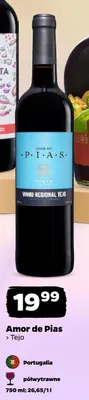 Wino czerwone Amor de Pias Tejo półwytrawne Portugalia promocja w Netto