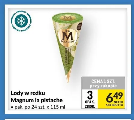 Lody w rożku Magnum la pistache promocja w Makro