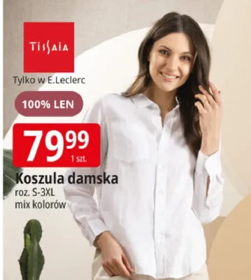 Koszula damska Tissaia 100% len roz. S-3XL mix kolorów promocja w Leclerc
