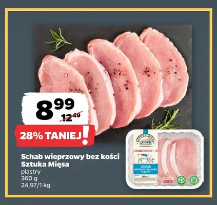 Schab wieprzowy bez kości Sztuka Mięsa plastry promocja w Netto