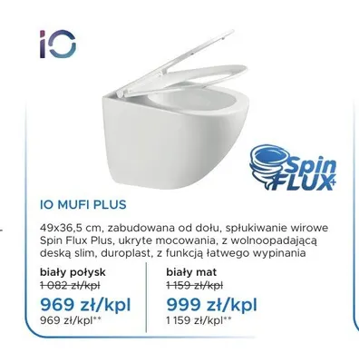 Miska WC wisząca IO Mufi Plus biały połysk promocja w Blu Salony Łazienek