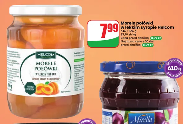 Morele połówki w lekkim syropie Helcom promocja w Dino