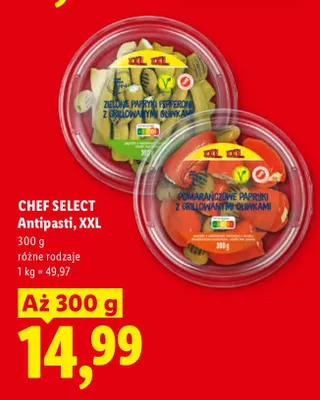 Antipasti zielone papryki pepperoni z grillowanymi oliwkami XXL Chef Select promocja w Lidl