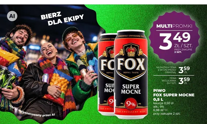 Piwo Fox Super Mocne promocja w Duży Ben