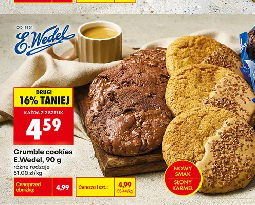Ciastka Crumble cookies E.Wedel promocja w Biedronka