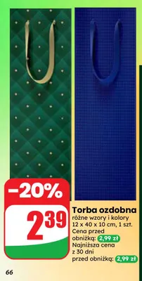 Torba ozdobna 12x40x10 cm promocja w Dino