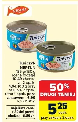 Tuńczyk Neptun różne rodzaje promocja w Carrefour Market
