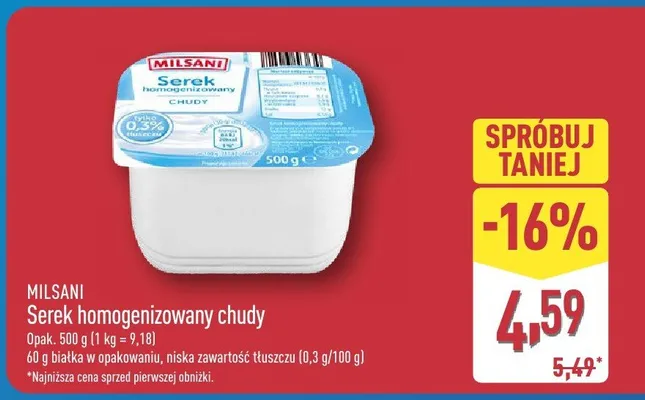 Serek homogenizowany chudy  promocja w Aldi