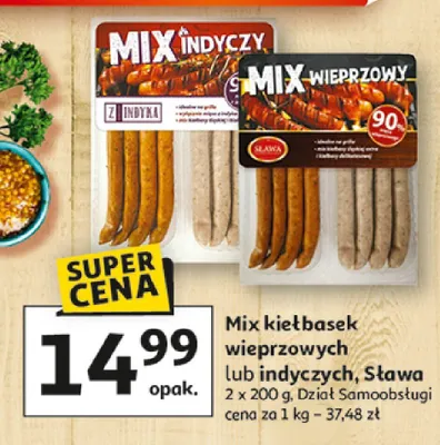 Mix kiełbasek wieprzowych Sława promocja w Auchan
