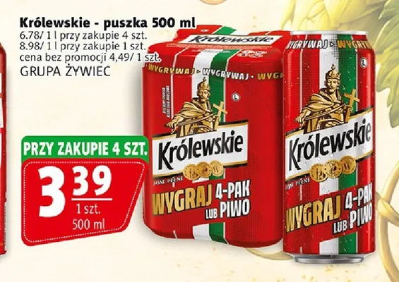 Piwo Królewskie Jasne Pełne promocja w Prim Market