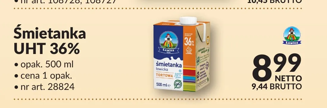 Śmietanka UHT Łowicz 36% promocja w Makro