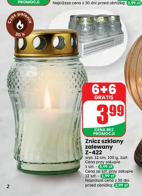 Znicz szklany zalewany Z-422 promocja w Dino