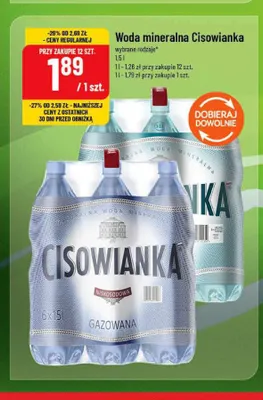 Woda mineralna Cisowianka lekko gazowana promocja w POLOmarket