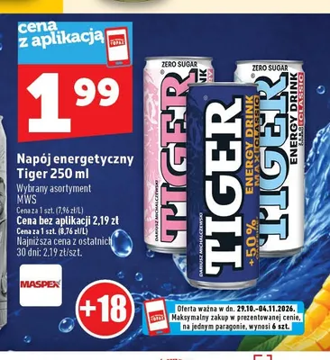 Napój energetyczny Tiger Max Classic promocja w TOPAZ