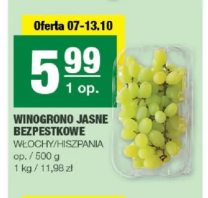 Winogrona jasne bezpestkowe promocja w SPAR