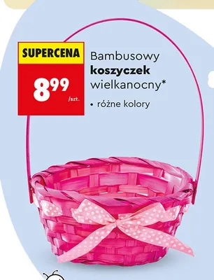 Bambusowy koszyczek wielkanocny, różne kolory promocja w Biedronka