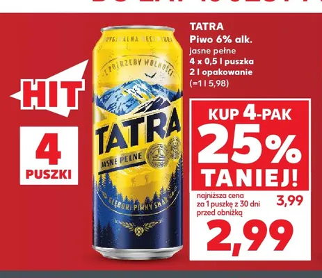 Piwo Tatra 4-pak 500 ml promocja w Kaufland