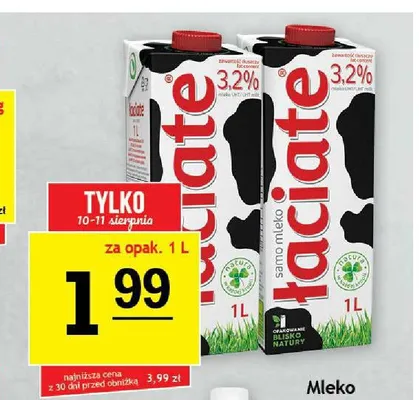 Mleko Łaciate UHT 3,2% promocja w Gram Market