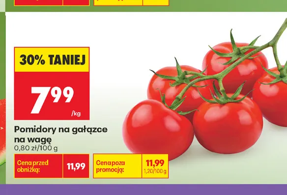 Pomidory na gałązce promocja w Biedronka