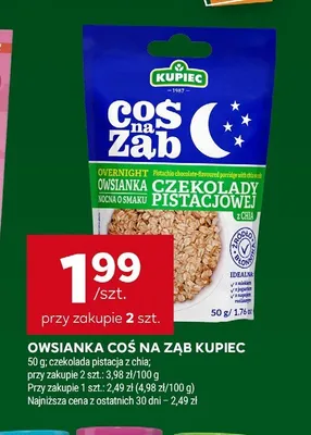 Owsianka Coś na Ząb czekolada pistacja z chia Kupiec promocja w Stokrotka