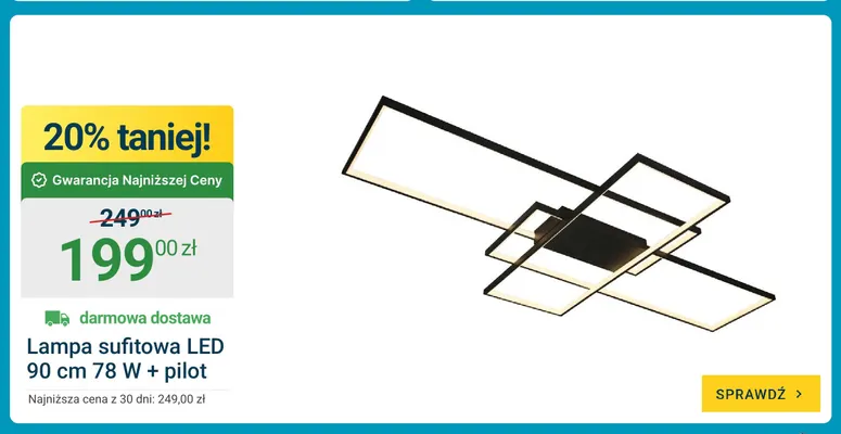 Lampa sufitowa LED 90 cm + pilot promocja w ERLI