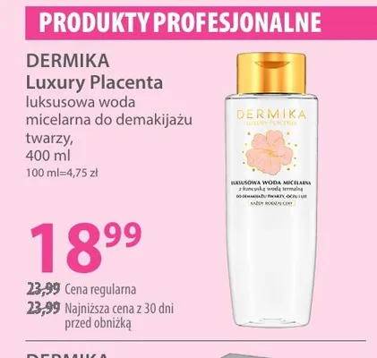 Luksusowa woda micelarna do demakijażu twarzy Dermika Luxury Placenta promocja w Hebe