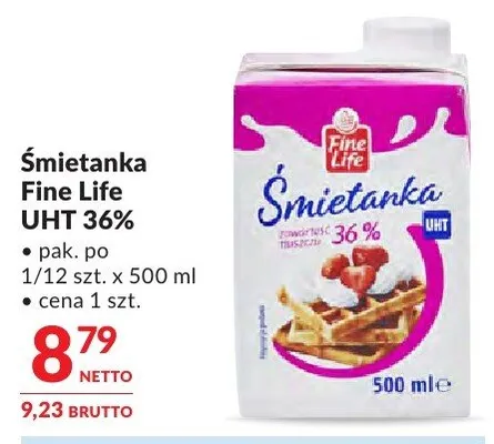 Śmietanka Fine Life UHT 36% promocja w Makro
