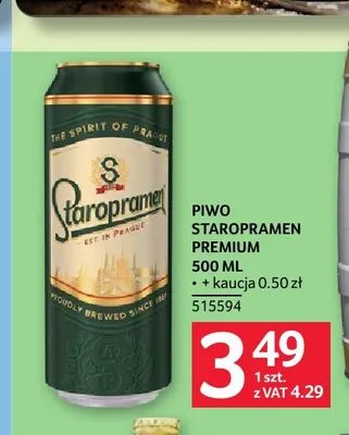 Piwo Staropramen Premium promocja w Selgros