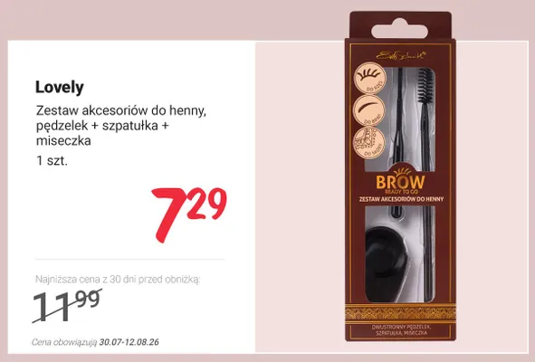Zestaw akcesoriów do henny pędzelek + szpatułka + miseczka Lovely promocja w Rossmann