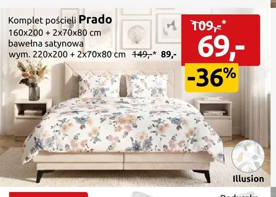 Komplet pościeli Prado 160x200+2x70x80 cm bawełna satynowa promocja w Black Red White