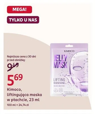 Liftingująca maska w płachcie Kimoco Jelly Mask promocja w Rossmann