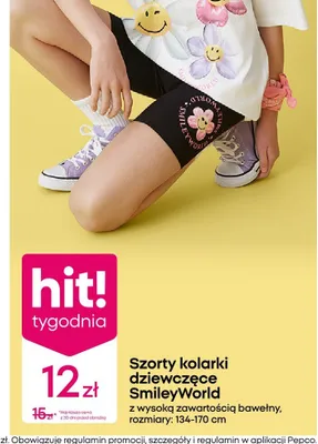 Szorty kolarki dziewczęce z bawełną promocja w Pepco