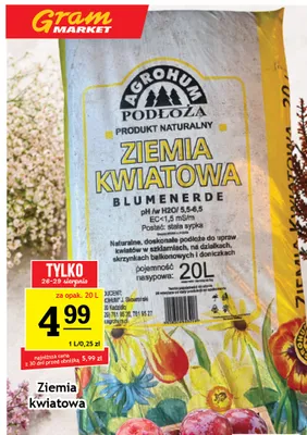Ziemia kwiatowa Agrohum promocja w Gram Market