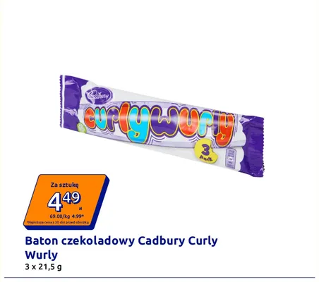 Baton czekoladowy Cadbury Curly Wurly 3-pak promocja w Action