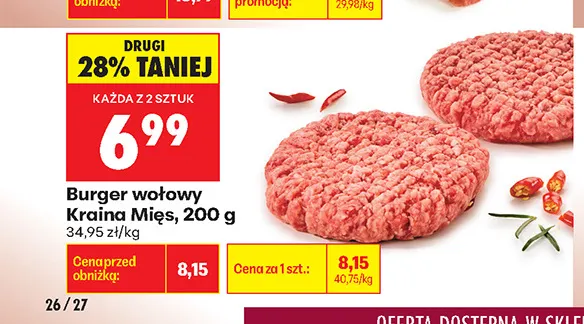 Burger wołowy Kraina Mięs promocja w Biedronka