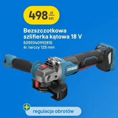 Bezszczotkowa szlifierka kątowa Erbauer promocja w Castorama
