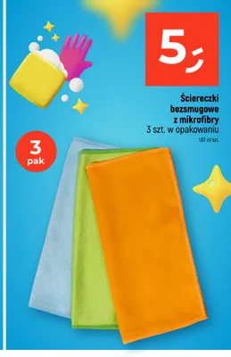 Ściereczki bezsmugowe z mikrofibry 3-pak promocja w Dealz