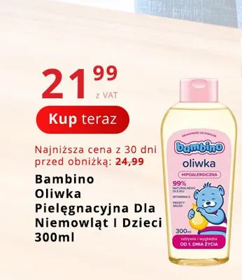 Oliwka pielęgnacyjna dla niemowląt i dzieci Bambino promocja w Poczta Polska