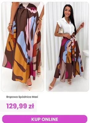 Spódnica damska maxi brązowa ModnaKiecka.pl promocja w Modna Kiecka