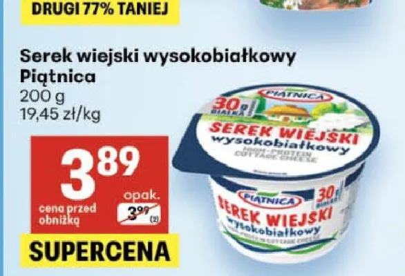 Serek wiejski wysokobiałkowy Piątnica promocja w Delikatesy Centrum