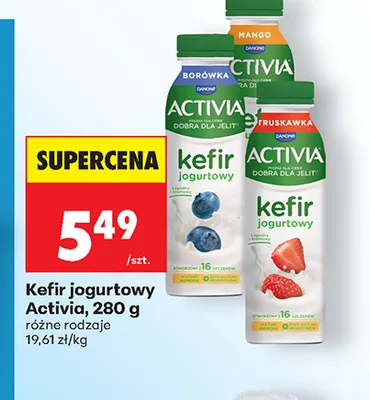 Kefir jogurtowy truskawka Activia promocja w Biedronka