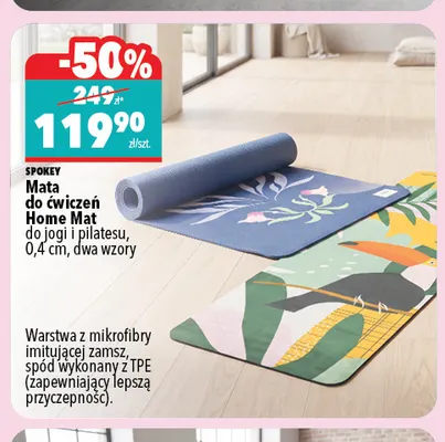 Mata do ćwiczeń Home Mat do jogi i pilatesu 0,4 cm Spokey promocja w Biedronka Home