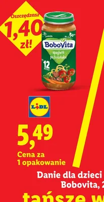 Danie dla dzieci po 12m-cu spaghetti po bolońsku BoboVita promocja w Lidl