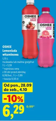 Lemoniada witaminowa malina-grejpfrut Oshee promocja w Lidl