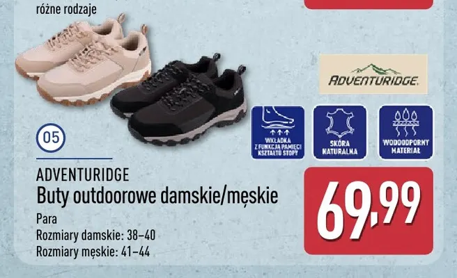 Buty outdoorowe damskie/męskie Adventuridge promocja w Aldi