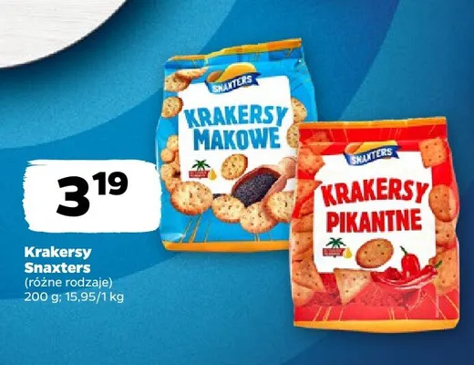 Krakersy makowe Snaxters promocja w Netto