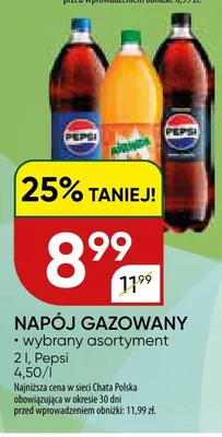 Napój gazowany wybrany asortyment Pepsi promocja w Chata Polska