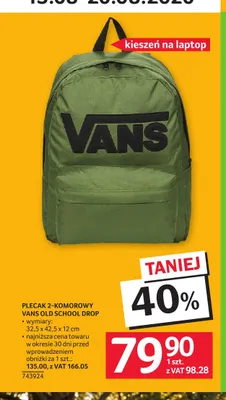 Plecak 2-komorowy Vans Old School Drop promocja w Selgros